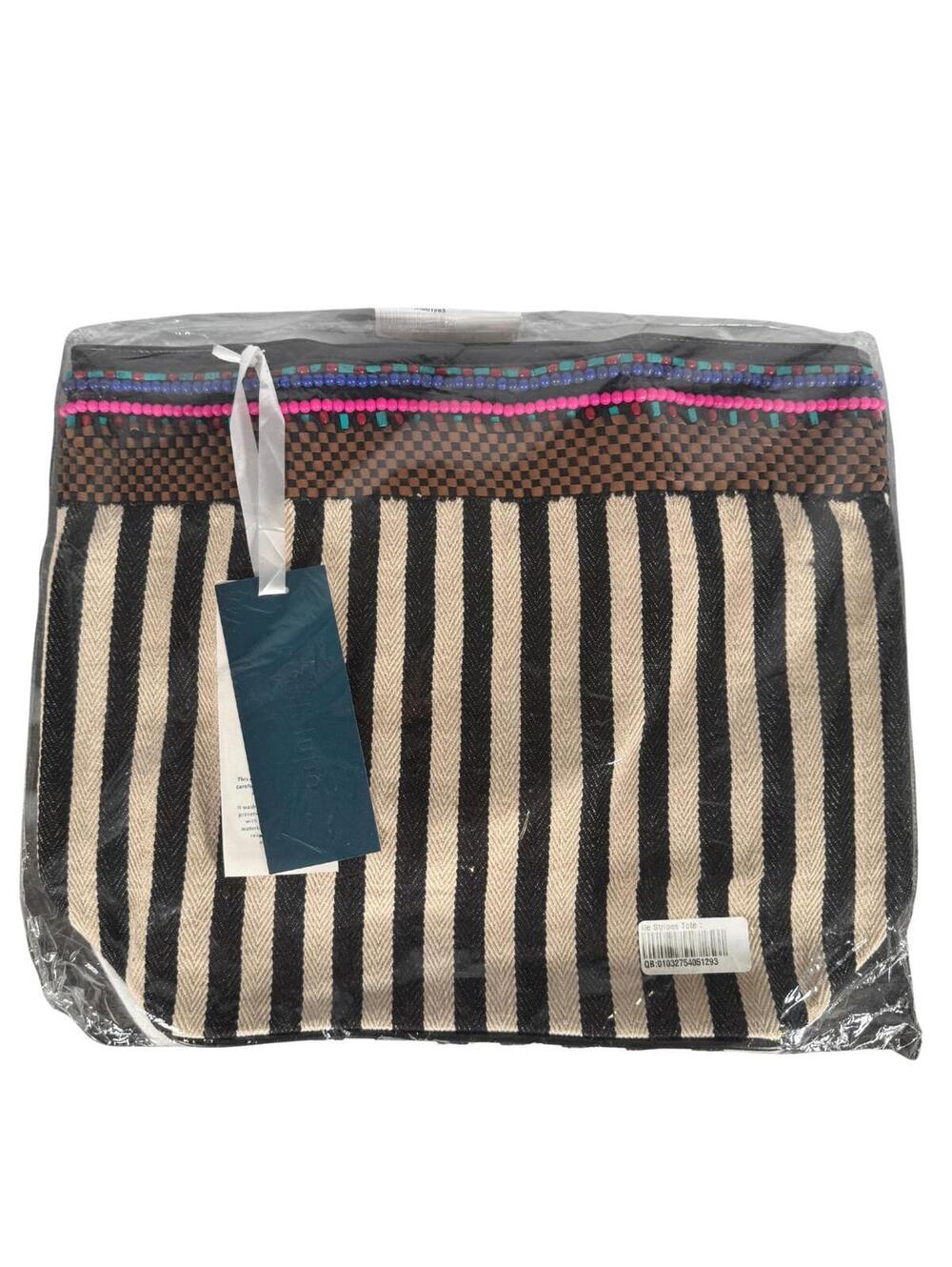 NWT Guadalupe Ife Striped Tote Handbag Black White - Picture 2 of 6